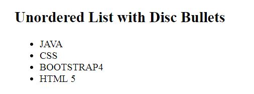 HTML Unordered List