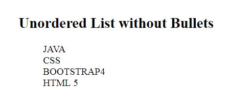 HTML Unordered List